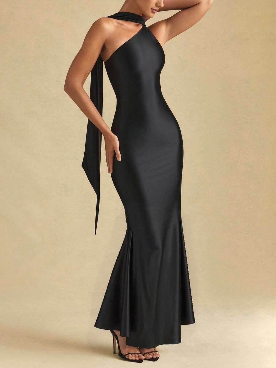 Black Backless Mermaid Dress with Spaghetti Straps | Size EU Size 36 (S)